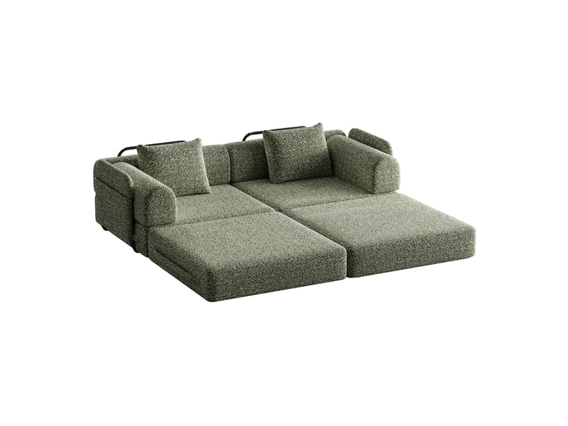  Canapé convertible 2-en-1 en chenille avec rangement dans l'accoudoir, 3 cadres métalliques et plusieurs configurations Fay Lum - Conforama A