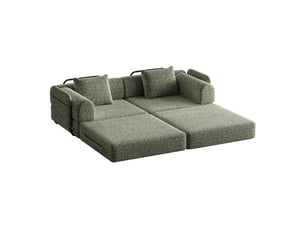 Canapé convertible 2-en-1 en chenille avec rangement dans l'accoudoir, 3 cadres métalliques et plusieurs configurations