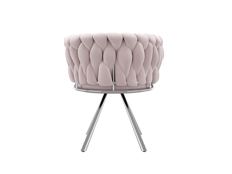  Chaise de coiffeuse pivotante 59x54x72 cm en velours rose, 4 pieds métalliques, style élégant et confortable  - Conforama E