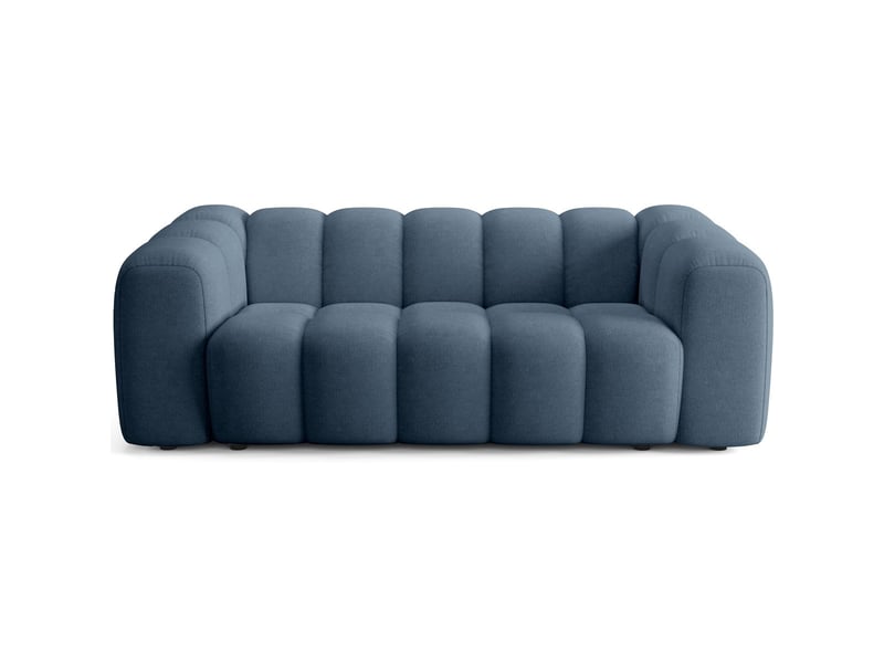  Canapé capitonné 3 places en tissu chenille bleu foncé - belleville Belleville - Conforama A