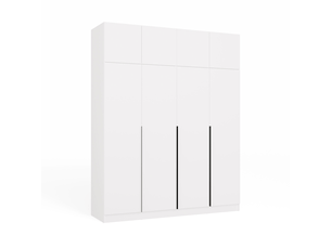 Senso 4d - armoire haute avec rehausse - portes, étagères - 200x250x56,5 cm - blanc