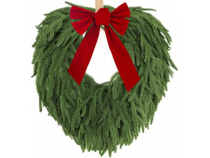 Couronne de noël en pin de norfolk 60cm – artificielle, toucher réaliste, avec nœud, pour porte et intérieurextérieur