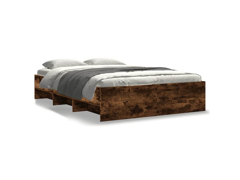  Lit double- lit adulte -  cadre de lit sans matelas chêne fumé 135x190 cm bois ingénierie  - Conforama A