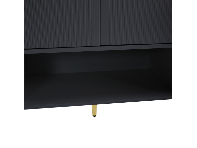  Meuble à chaussures avec 2 tiroirs, 4 portes et niche ouverte, pieds hauts, pour entrée, noir, 130 × 37 × 100 cm  - Conforama E