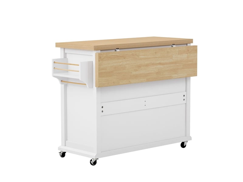  Desserte de cuisine chariot de cuisine mobile sur roulettes table à manger extensible tiroirs multifonctions coloris blanc  - Conforama B