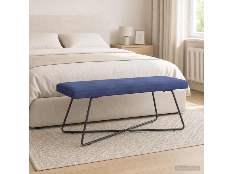  Banc, canapé 2 places bleu police 110x40x45 cm velours  - Conforama D