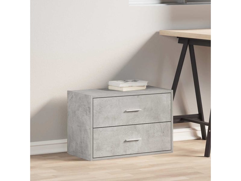  Armoire à tiroirs, commode avec 2 tiroirs gris béton 60x31x40 cm bois d'ingénierie  - Conforama C