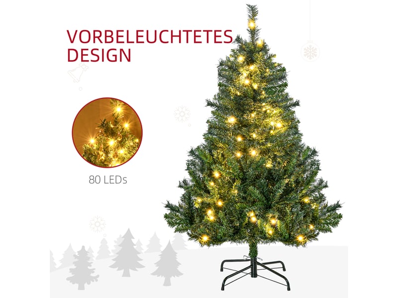  Sapin de noël artificiel, 1,2 m, led, étoile incluse, 75 cm x 75 cm x 120 cm, vert  - Conforama E