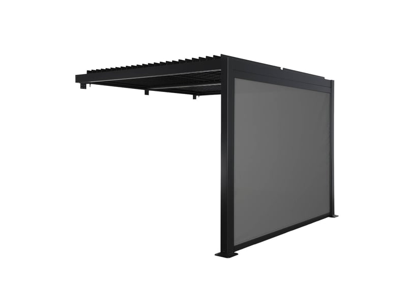 Pergola bioclimatique aluminium adossée 3x3m noir + 1 store 3m palace - Conforama A