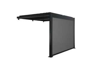 Pergola bioclimatique aluminium adossée 3x3m noir + 1 store 3m palace