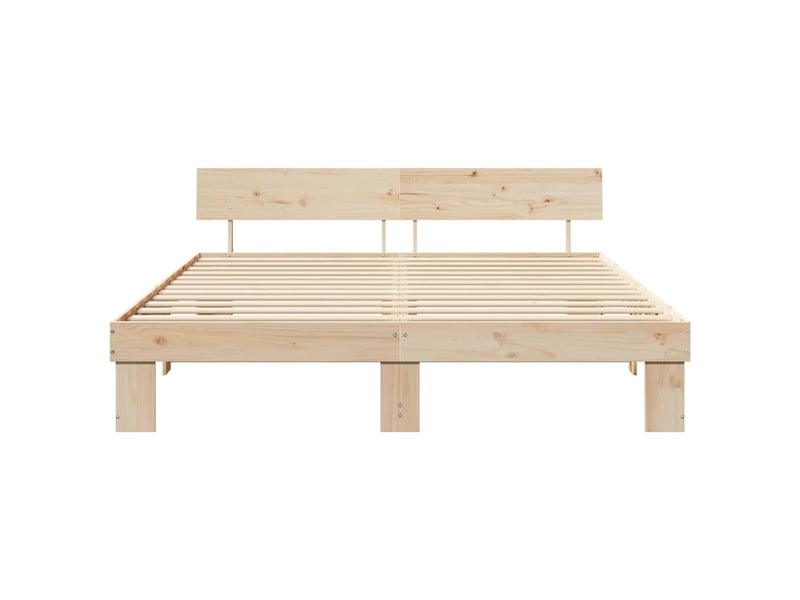  Lit double- lit adulte -  cadre de lit avec tête de lit marron 200 x 200 cm pin massif  - Conforama D