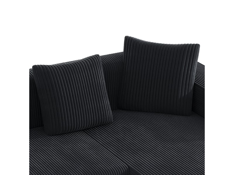  Canapé modulable d'angle noir velours côtelé canapé cloud profond design salon moderne  - Conforama W
