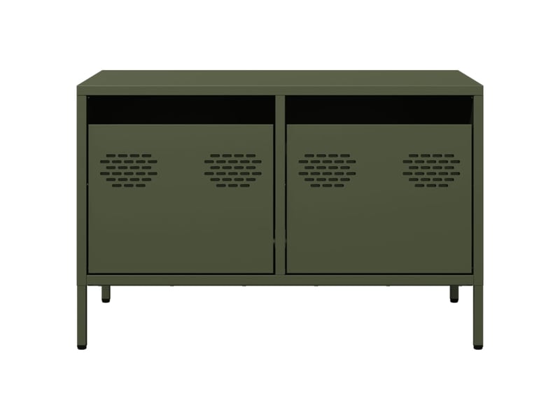  Meuble tv - banc tv - meuble de rangement vert olive 68x39x43,5 cm acier laminé à froid  - Conforama D