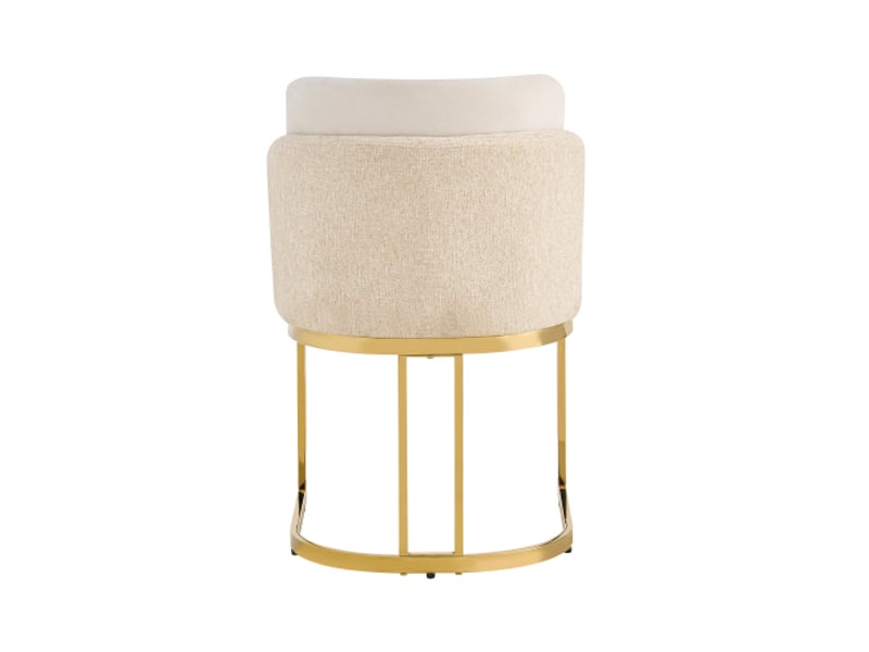 4 chaises de salle à manger en chenille beige et doré, confortables, pieds galvanisés - style moderne pour cafés-restos - Conforama D