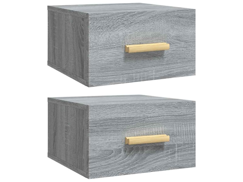  Lot de 2 tables de chevet - cabinet de chevet - table de nuit murales sonoma gris 35x35x20 cm  - Conforama A