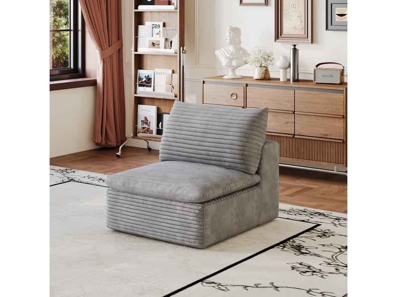  Canapé modulable gris en mousse sans cadre tissu coton doux confortable  - Conforama D