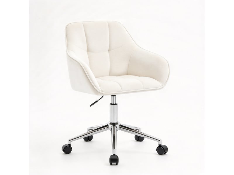  Fauteuil de bureau pivotant en velours, hauteur réglable, base métallique 5 branches  - Conforama A