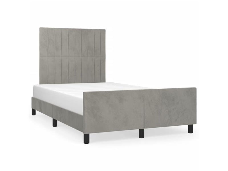  Lit double- lit adulte -  cadre de lit sans matelas gris clair 120x190 cm velours  - Conforama A