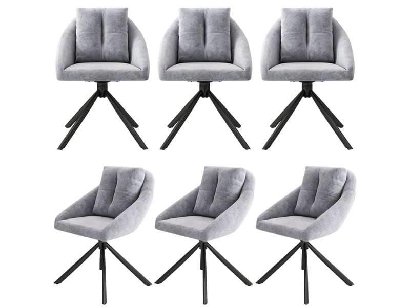  Lot de 6 chaises salle à manger rotatives 59x65x79 cm, ours gris, cadre acierlique  - Conforama A