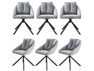 Lot de 6 chaises salle à manger rotatives 59x65x79 cm, ours gris, cadre acierlique