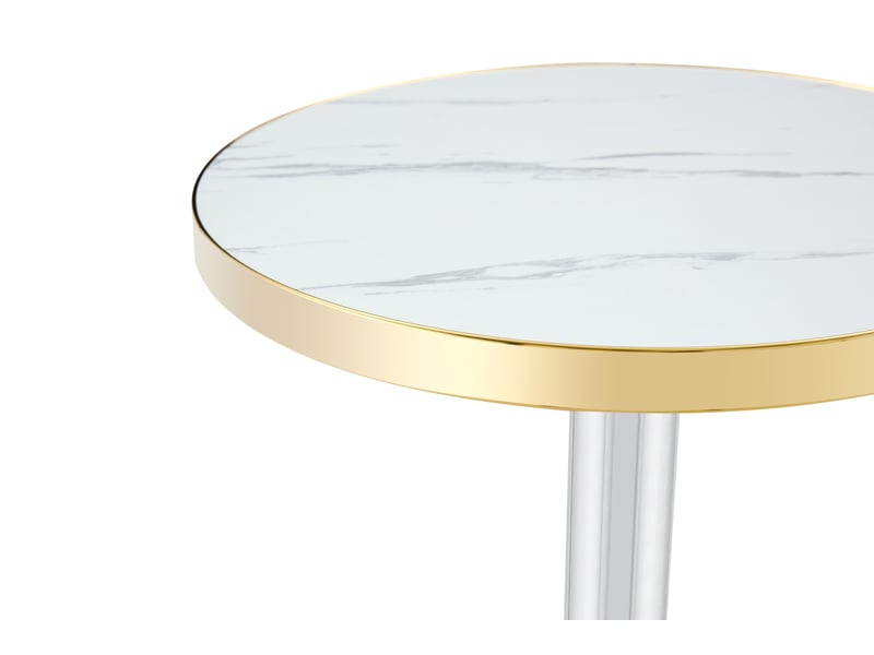  Table basse fixe ronde effet marbre avec plateau bord doré et piètement central en métal pour salon blanc 60 × 73,7 cm  - Conforama D