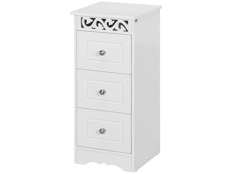  Commode blanche à 3 tiroirs pour cuisine, salle à manger, salon et chambre, 29,8 x 29,8 x 68,5 cm  - Conforama B