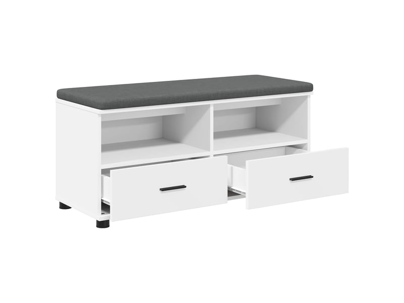 Banc d'entrée, banc interieur blanc 100x38x46 cm bois ingénierie et tissu shl90858 - Conforama E