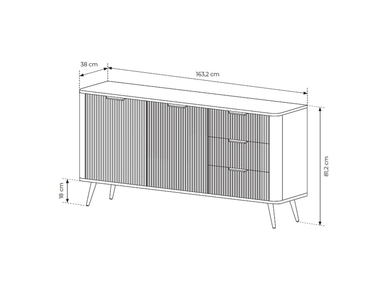  Buffet halilala, commode 3 tiroirs, 163x38x81h cm noir Halilala - Conforama D
