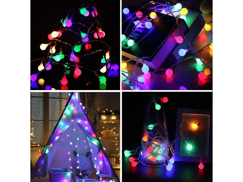 Guirlande lumineuse boule 10m 8 modes et fonction pour la décoration de fête, balcon, éclairage de noël - Conforama B