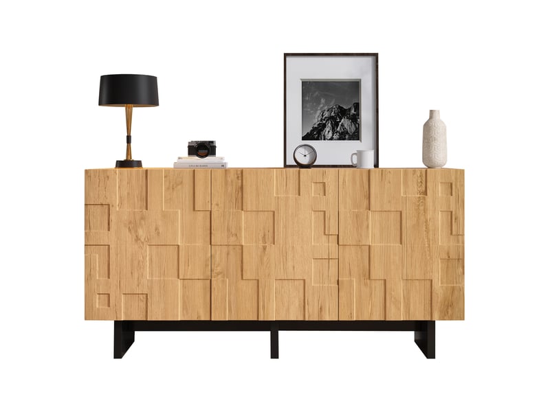  Buffet 140x40x70 cm 3 portes mdf panneau de particules naturel  - Conforama A