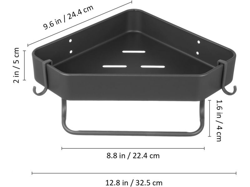  Étagère d'angle de douche, support de rangement pour salle de bain, convient pour salle de bain compacte, trois niveaux, gris  - Conforama E