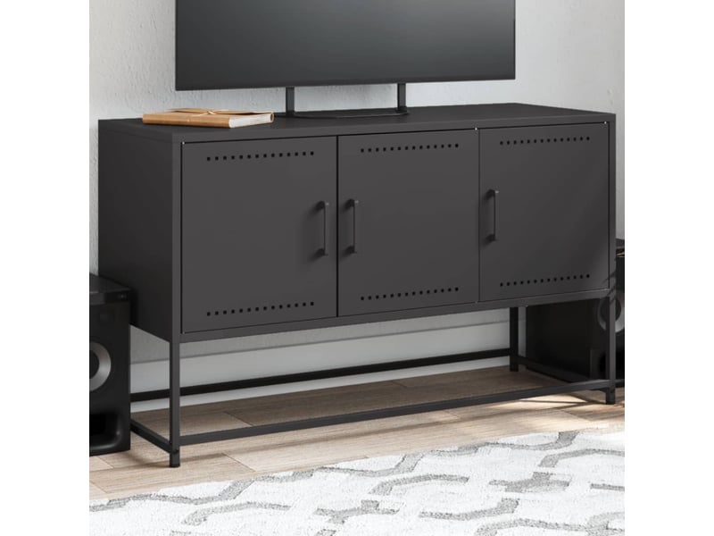 Meuble tv - banc tv - meuble de rangement noir 100,5x39x60,5 cm acier  - Conforama B