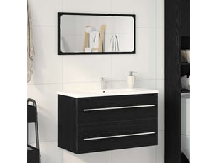 Meuble sous-évier, meuble de rangement en chêne noir 80x38.5x48 cm bois d'ingénierie