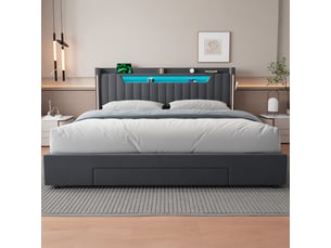 Lit coffre 180x200 cm MODFU coloris gris