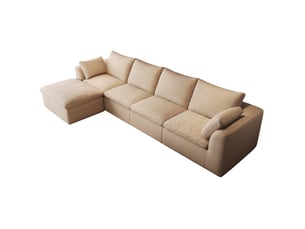 Canapé d'angle compressé gauche fixe MODFU 5 places Tissu kaki