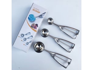 Cuillère à glace,3 pcs glace en acier set avec déclencheur avec renforcer cuillères sphériques pour boules à glace, riz, boules de melon