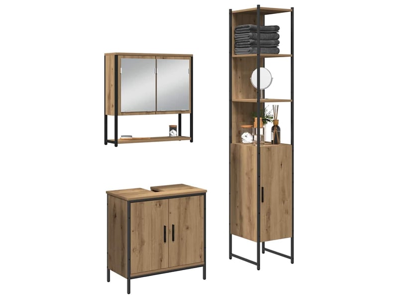 Ensemble de mobilier de salle de bain 3 pièces marron cf64480 - Conforama C