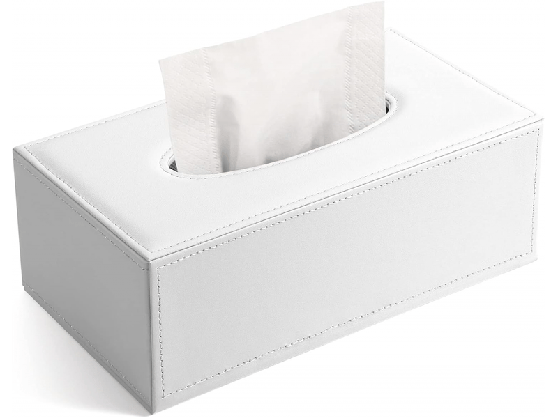 Boîte à mouchoirs en cuir haut de gamme et élégante - convient pour la maison, le bureau, la voiture, etc. - 1 pièce (blanche) - Conforama A