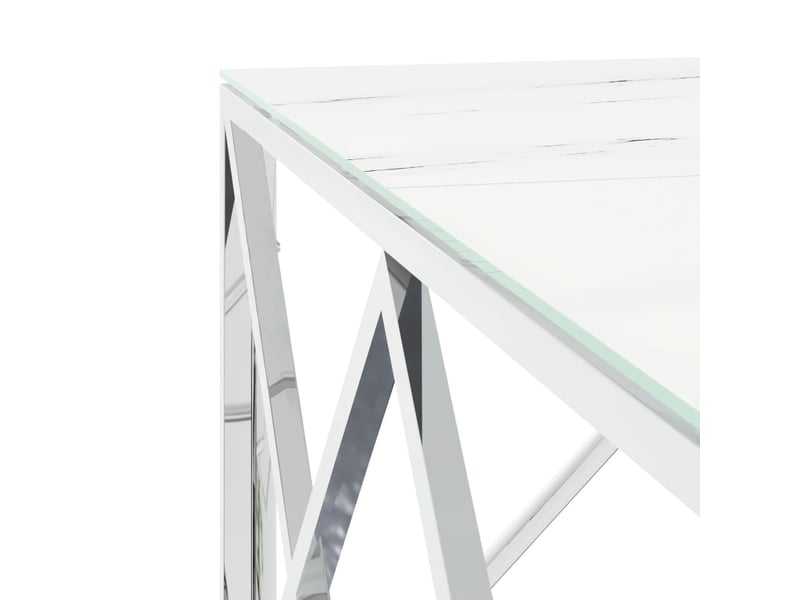  Table basse | table d'appoint salon argenté 80x80x40 cm acier inoxydable et verre  - Conforama E