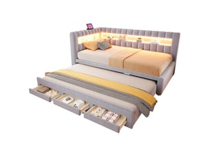 Lit banquette 90x190 cm <strong></strong>  <strong>CozyNest</strong> coloris gris