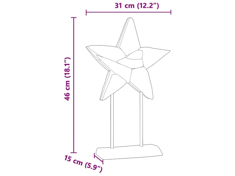  Étoile de noël led marron 31 x 15 x 46 cm bois de teck massif cf61914  - Conforama E
