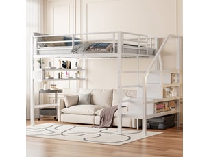 Lit mezzanine 140x200 cm <strong>ZOVIRA</strong> <strong></strong> coloris blanc