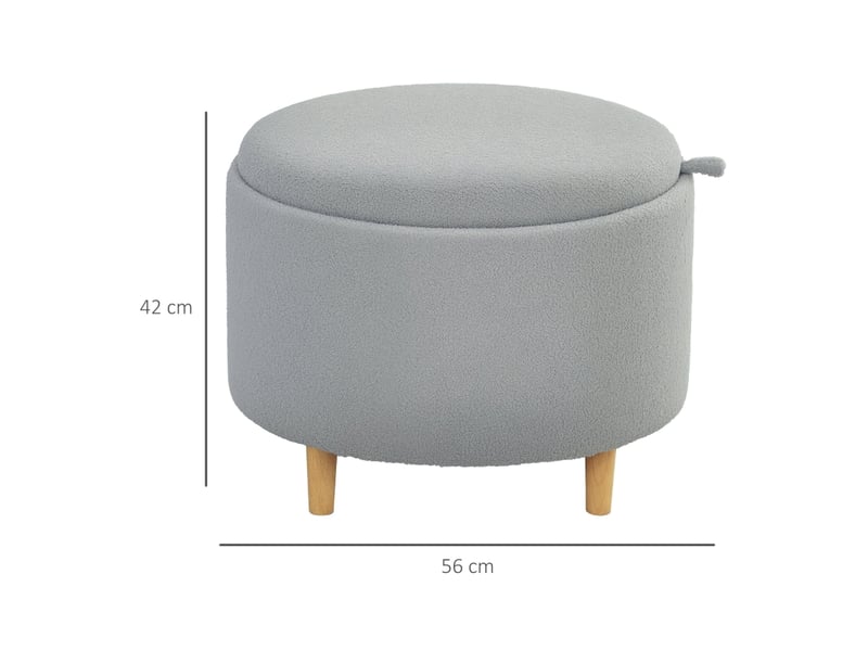 Repose-pieds en polaire avec couvercle réversible, rangement caché, 56 cm x 56 cm x 42 cm, gris 838-434V81GY - Conforama A
