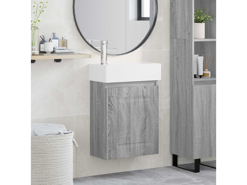 Meuble de rangement salle de bain avec robinet sonoma gris shl6377 - Conforama B