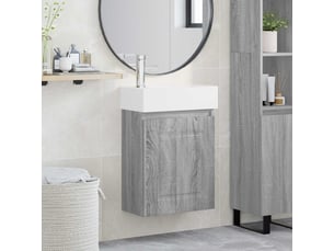 Meuble de rangement salle de bain avec robinet sonoma gris shl6377