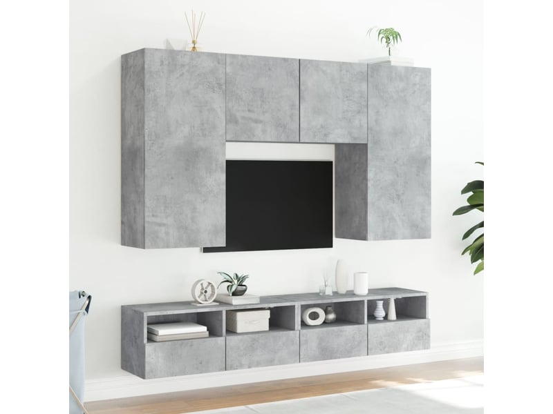  Meuble tv - banc tv - meuble de rangement mural gris béton 80x30x30 cm bois d'ingénierie  - Conforama D