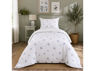 Housse de couette réversible 140 x 200 cm double gaze de coton imprimée suzanne chantilly