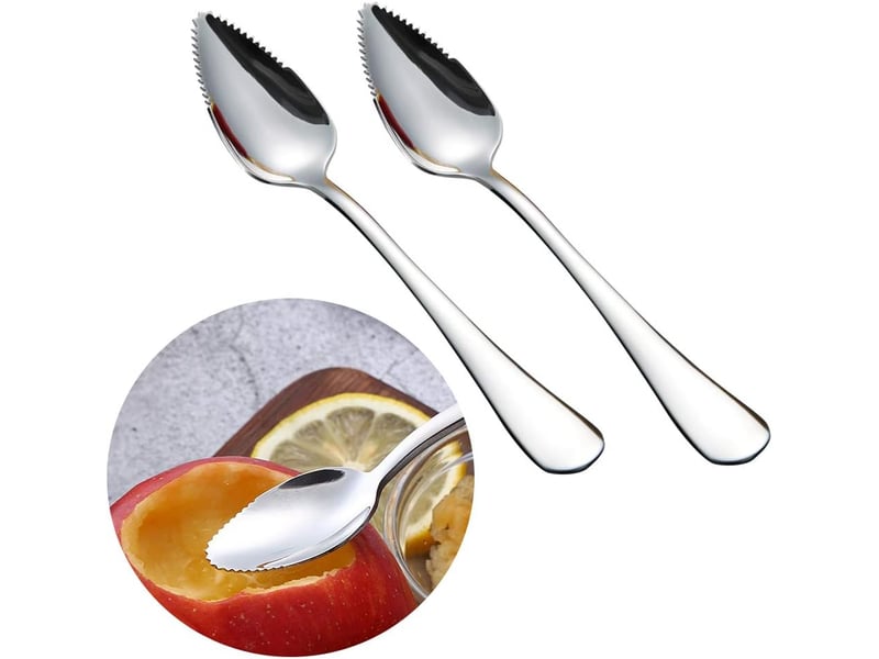  Cuillères à pamplemousse en acier inoxydable (lot de 2) – pour pamplemousse, kiwi, papaye et crème glacée, design élégant (argent)  - Conforama A