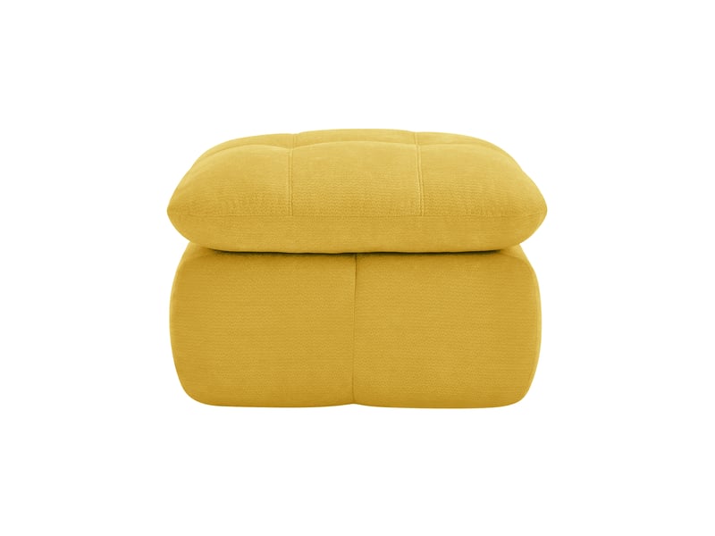  Pouf de salon - chenille ottomane jaune, 72.5 x 63 x 50 cm, modulable, pour salon, revêtement en chenille de haute qualité et doux  - Conforama D