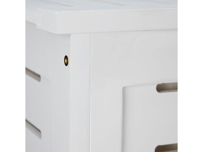  Panier à linge style campagnard salle de bain 60 x 40 x 40 cm avec couvercle en bois de pin blanc 13_0009013  - Conforama C